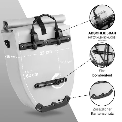 ValkBasic Gepäckträgertasche, 28 Liter, reflective