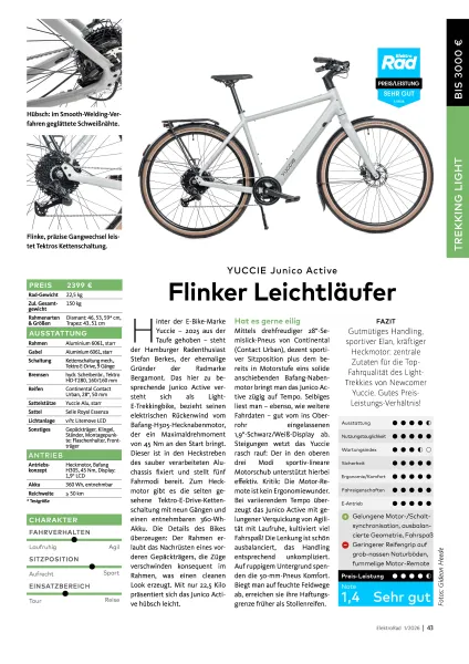 YUCCIE Junico Flow, iceblue shiny, Bafang Heckmotor mit Zahnriemen, 360 Wh.