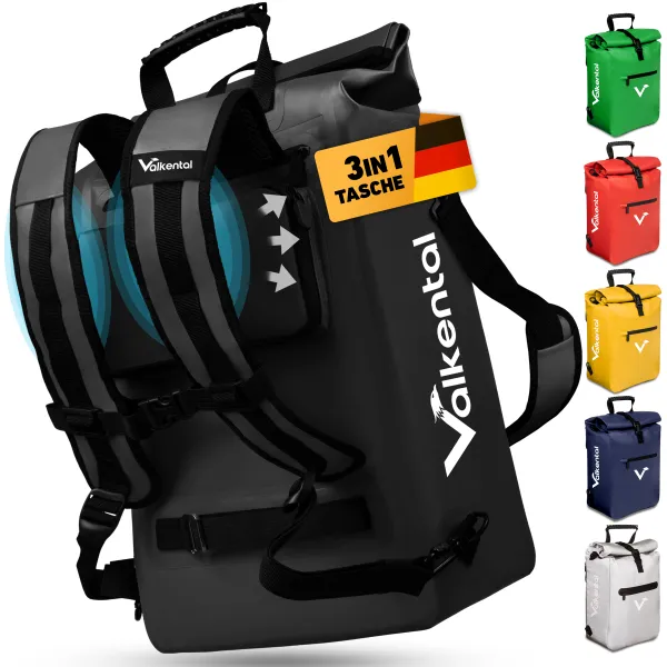 ValkOne 3in1 Fahrradtasche/Rucksack, schwarz